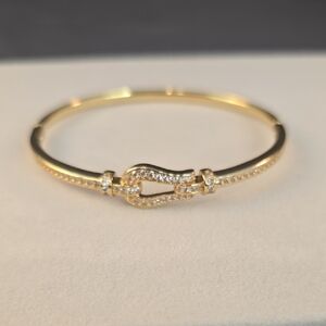 Elegant Gold Filled Bangle Bracelet with Crystal Accents 7.5"